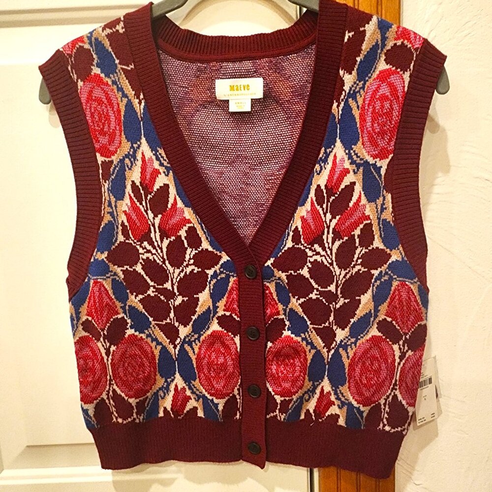 NWT Anthropologie Maeve floral sweater vest, S